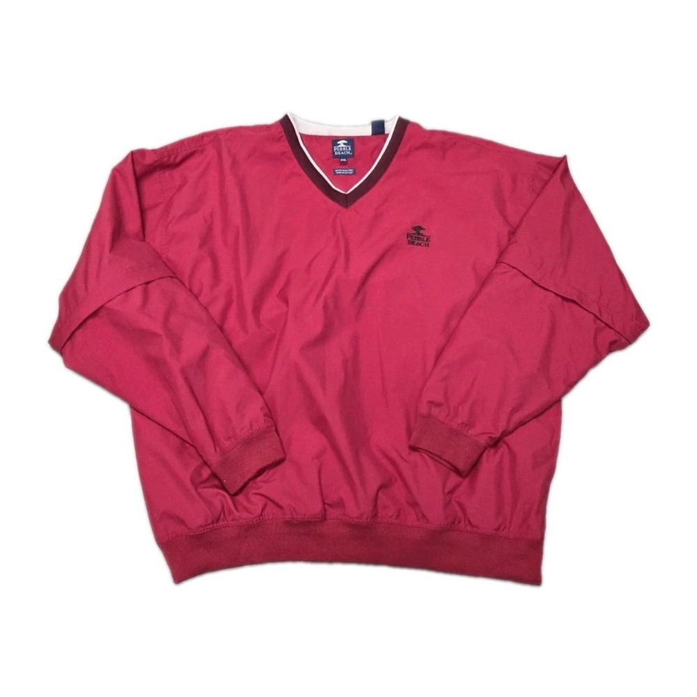 VINTAGE Pebble Beach Golf Jacket Mens XXL Red Windbreaker Zip Off Sleeves